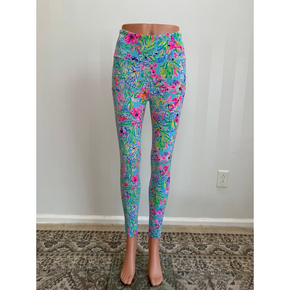 Lilly Pulitzer Luxletic Leggings Amalfi Blue Alligator Isle Sz S